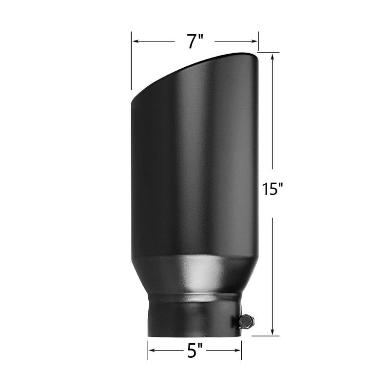 LCGP 5" inlet Universal Diesel Truck Exhaust Tip,Stainless Steel, 7" outlet,Black Powder Coated, Bolt-On â€“ LCGP - Image 2